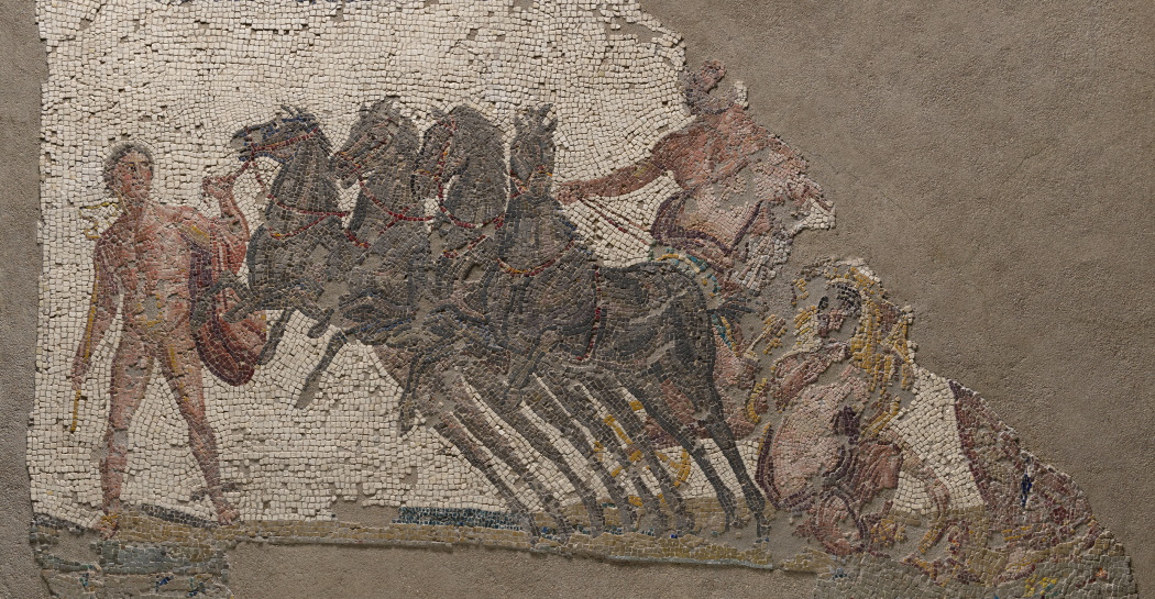 Mosaico con ratto di Proserpina, Sala Caldaie, dettaglio con carro di Plutone