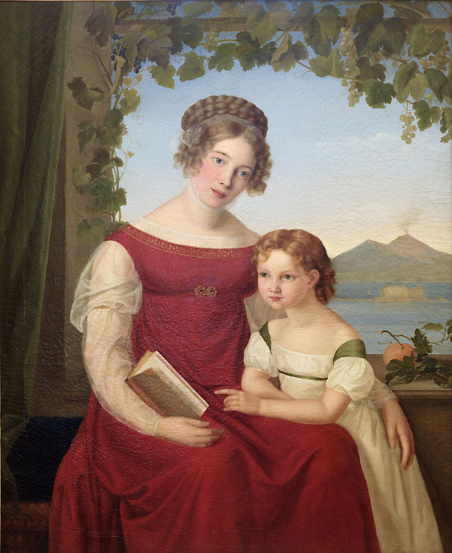 Luise Seidler (1786 Jena - 1866 Weimar) Ritratto di Dorothea Denecke von Ramdohr con la figlia Lilli 1819, Olio su tela, 118,5 x 96,2 cm Roma, Museo di Roma a Palazzo Braschi