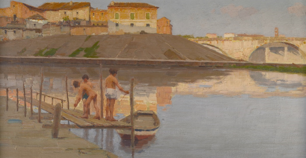 Domenico Quattrociocchi, Il Tevere all'Isola Tiberina, olio su tela, 1930 ca., MR 910