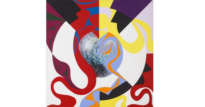 Francesco del Drago "Meteorite 2 1987" acrilico su tela 190x190cm 