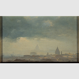 Nebbia su Roma, 1847, olio su carta applicata su tela