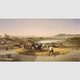 Carel Quaedvlieg, La battitura del grano alle porte di Roma, 1850-1874, olio su tela