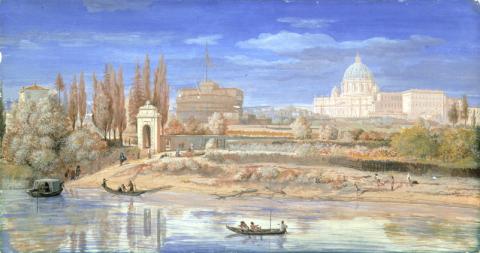 Gaspar Van Wittel, Veduta di Castel Sant’Angelo e del Vaticano dai Prati di Castello, 1682-88, tempera su pergamena  Roma, Musei Capitolini, Pinacoteca Capitolina, Archivio Fotografico dei Musei Capitolini © Roma, Sovrintendenza Capitolina ai Beni Culturali