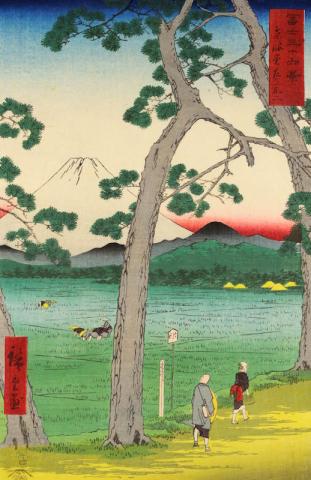 Utagawa Hiroshige_Il monte Fuji visto sulla sinistra della strada del Tokaido