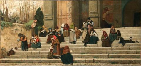 Federico Zandomeneghi, I poveri sui gradini di San Gregorio al Celio, 1892, Milano, Pinacoteca di Brera