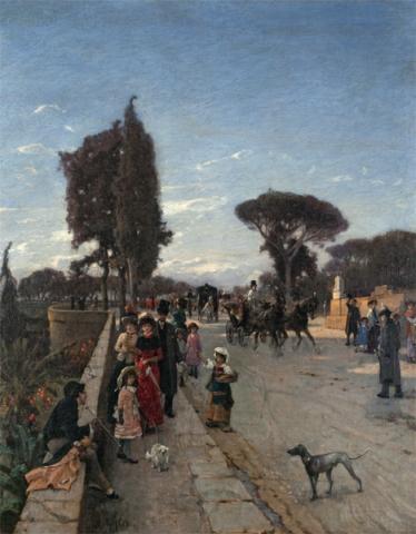 Passeggiata al Pincio - Theodor Franz Aerni (Aarburg 1853 - Roma 1918)