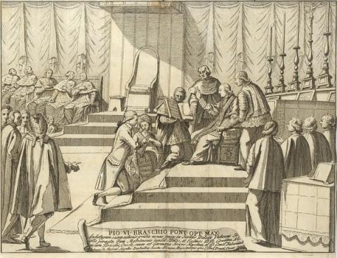 C. Tinti, Matrimonio di Luigi Braschi Onesti e Costanza Falconieri nella Cappella Sistina, 4 giugno 1781 (acquaforte)