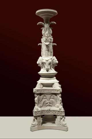 Candelabro, disegnato da Giovanni Battista Piranesi, Venezia Fondazione Giorgio Cini, prodotto da Factum Arte, 2010, marmo bianco